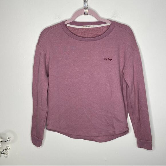 MARINE LAYER Oh Hey Saddle Crew Fleece Sweatshirt Mauve {I12} - Picture 5 of 10